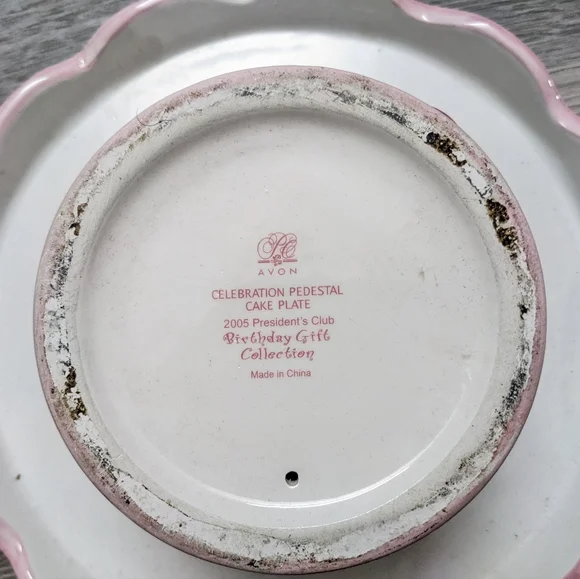 Vintage Avon celebration pedestal cake plate ceramic 2005 President's Club